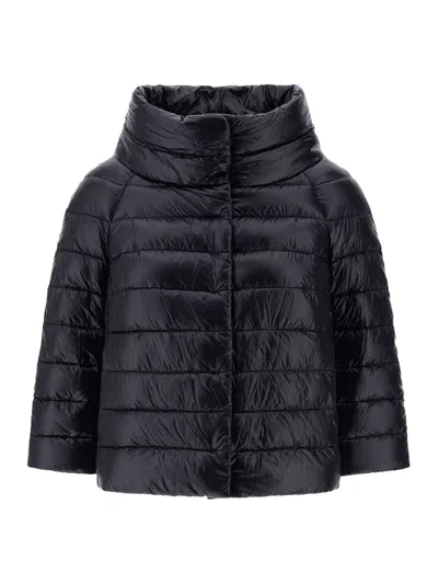 Herno Sofia Mini Hood With Ultralight Nylon Sleeves In Black