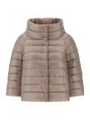 Herno Sofia Mini Hood With Ultralight Nylon Sleeves In Gray