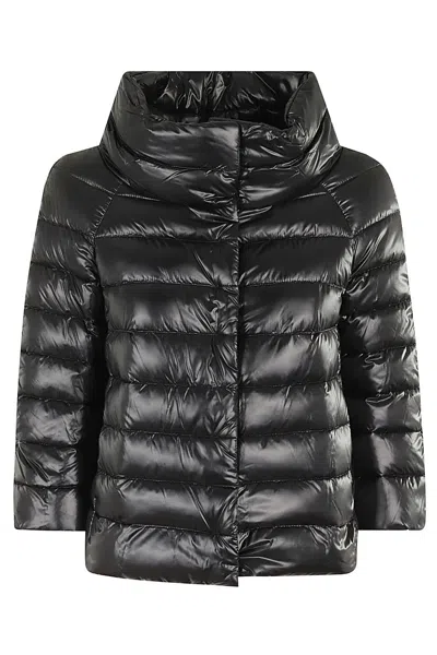 Herno Iconico Piumino Sofia Water-resistant Nylon Ultralight Puffer Jacket In Black