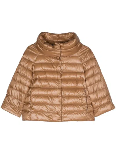 Herno Sofia Nylon Cape In Brown