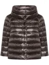 Herno Sofia Iconic Down Crop Puffer Jacket In Brown
