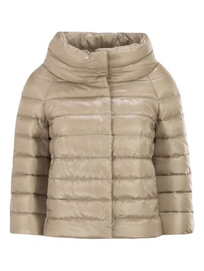 Herno Sofia Padded Funnel-neck Jacket In Neutral
