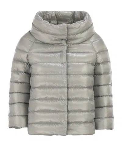 Herno Sofia Padded Mini Cape In Gray