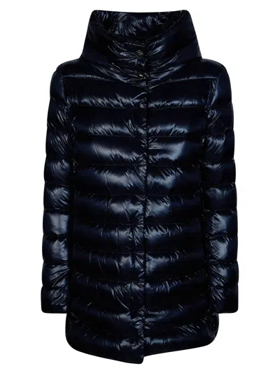 Herno Sofia Quilted Button Parka In Blue