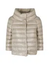 Herno Sofia Iconic Down Crop Puffer Jacket In Neutral
