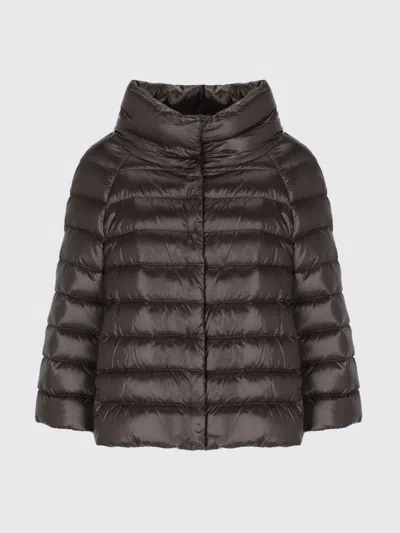 Herno Sofia Short Ultra-light Nylon Down Jacket With High Neck In Brown