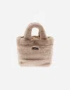 Herno Bag In Soft Alternative Fur And Nylon Chamonix In White