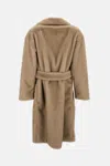 Herno Soft Alternative Fur Coat In Brown