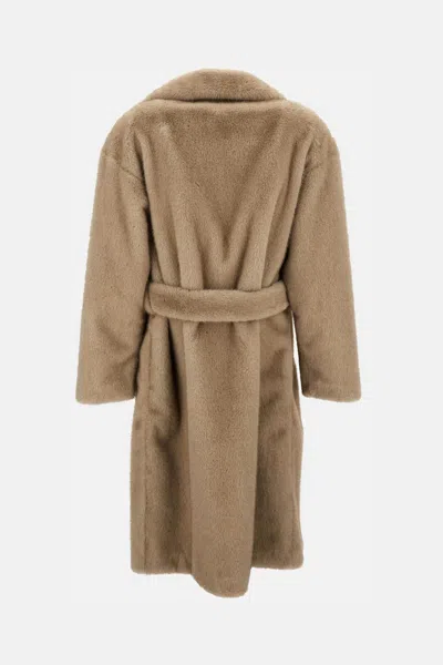 Herno Soft Alternative Fur Coat In Neutral