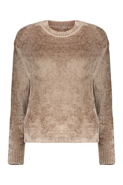Herno Soft Beige Sweater With A Round Neckline In Brown