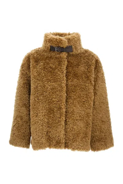 Herno Soft Faux Fur Coat In Neutral
