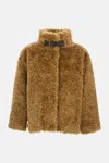 Herno Soft Faux Fur Coat In Sand