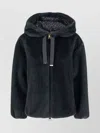 Herno Bomber Style Hooded Jacket With Drawstring Detail In Blue
