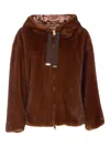 Herno Bomber Jacket In Melange Alternative Mink Fur In Brown