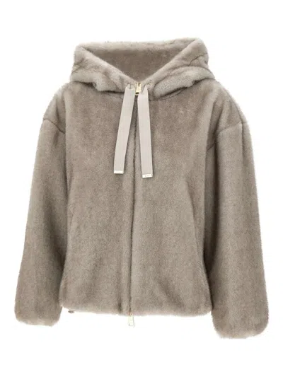 HERNO SOFT FAUX-FUR HOODED JACKET