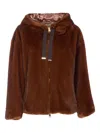 Herno Bomber Jacket In Melange Alternative Mink Fur In Green