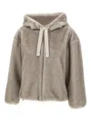 Herno Soft Faux-fur Hooded Jacket Clothing In Neutral