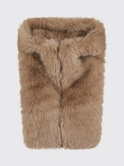 Herno Soft Faux Fur Scarf Collar With Concealed Closure In Brown