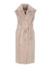 Herno Faux-fur Sleeveless Jacket In Beige