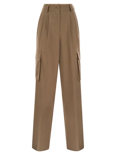 Herno Soft Wool Cargo Pants In Brown