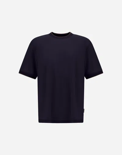 Herno Soft Wool Jersey T-shirt In Blue