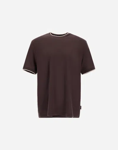 Herno T-shirt In Soft�wool Jersey In Brown