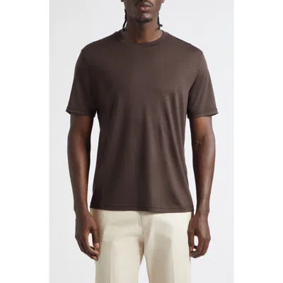 Herno Solid Wool Jersey Crewneck T-shirt In Brown