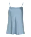 Herno Spaghetti Straps Satin Tank Top In Blue