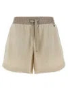 Herno Sponge Effect Sweater Shorts In Beige