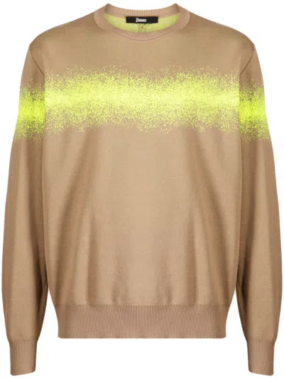 Herno Spray-paint Effect Knit Sweatshirt In Brown