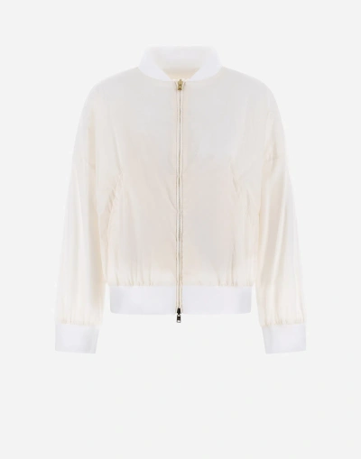 Herno Spring Lace And Ecoage Bomber Jacket In White