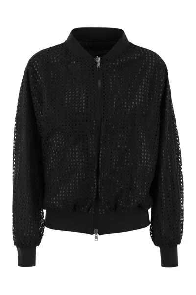 Herno Spring Lace And Ecoage Reversible Bomber Jacket In Black
