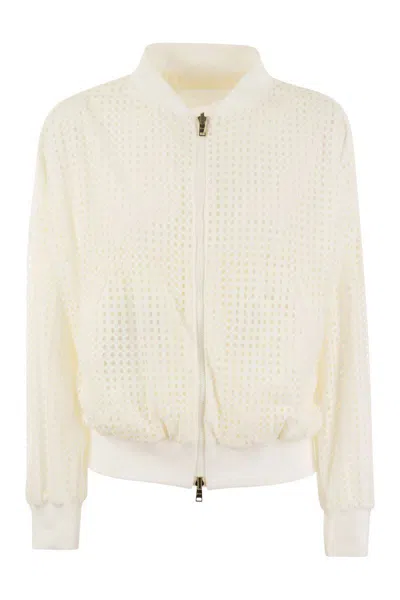 Herno Spring Lace And Ecoage Bomber Jacket In White