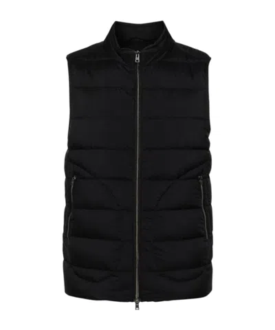 Herno Stand Collar Down Vest In Black