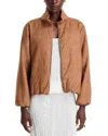 Herno Stand Collar Zip Front Bomber Jacket In Brown