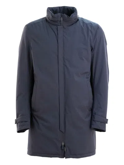 HERNO STAND-COLLAR ZIP-FRONT COAT
