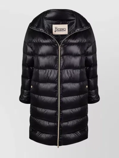 HERNO STAND-UP COLLAR KNEE-LENGTH DOWN JACKET