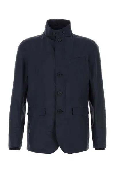 Herno Elevated Stand-up Collar Mini Nylon Jacket For Men In Navy