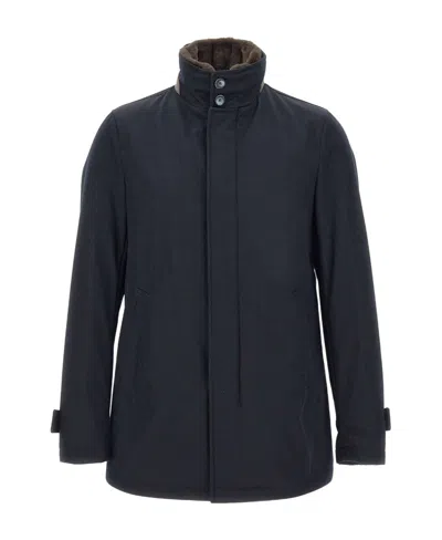 Herno Stand-up Collar Wool Jacket In Black