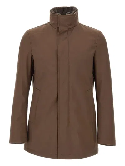 Herno Stand-collar Parka In Brown