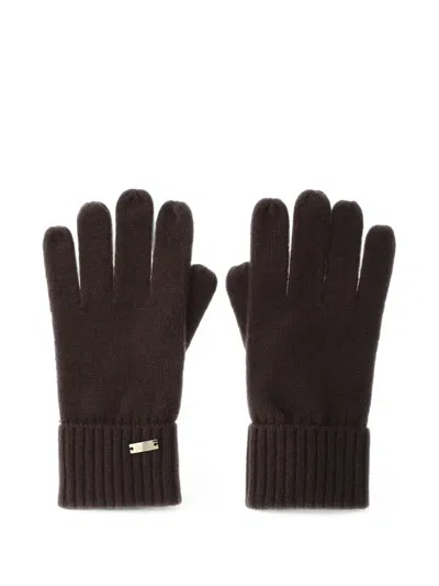 Herno Stocking-stitch Gloves In Brown