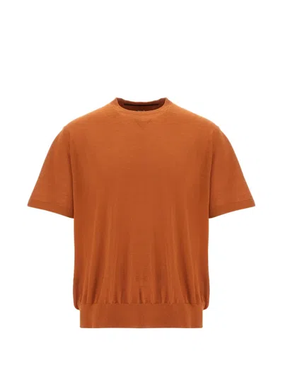 Herno Stocking-stitched T-shirt In Orange