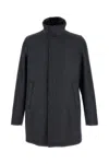 Herno Straight-cut Coat With Eco Fur Collar In Gray
