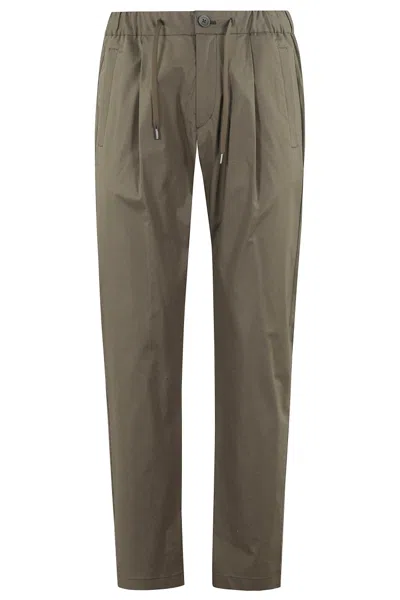 Herno Straight Leg Trousers With Elasticized Waistband In Green