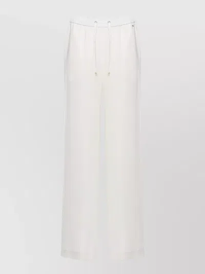 Herno Straight Leg Trousers Wide Cut Side Pockets In White