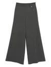 Herno Wide-leg Gray Trousers With High Waist In Gray
