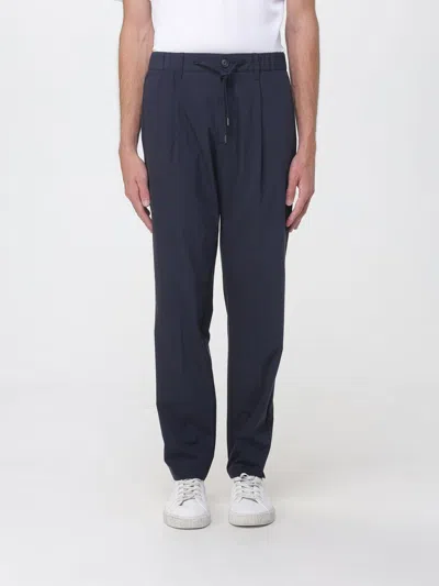 Herno Straight-leg Technical Fabric Trousers With A Drawstring Waistband In Blue