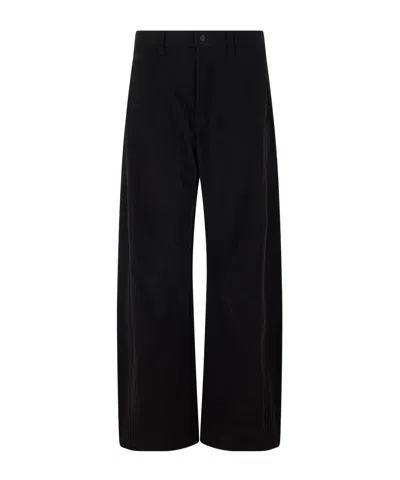 Herno Straight-leg Velvet Trousers In Black