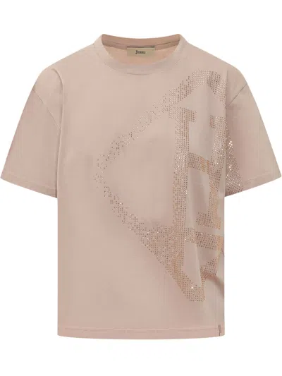 Herno Strass And Stampaint Front T-shirt In Pink