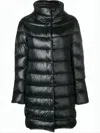 Herno Streamlined Knee-length Down Coat With High Collar In Black